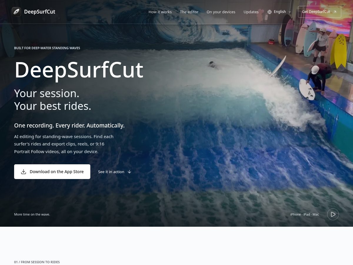 Landing-page snapshot of deepsurfcut.com