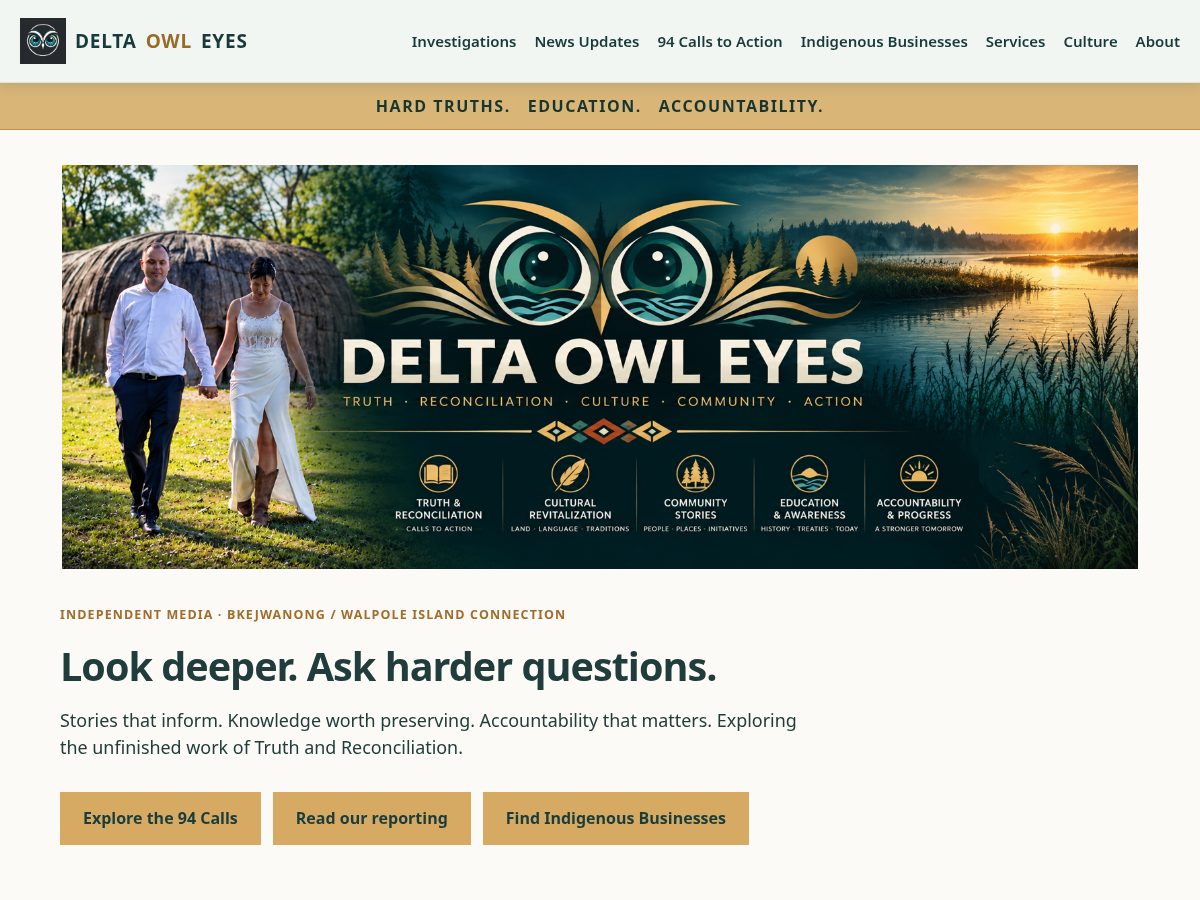 Landing-page snapshot of deltaowleyes.com