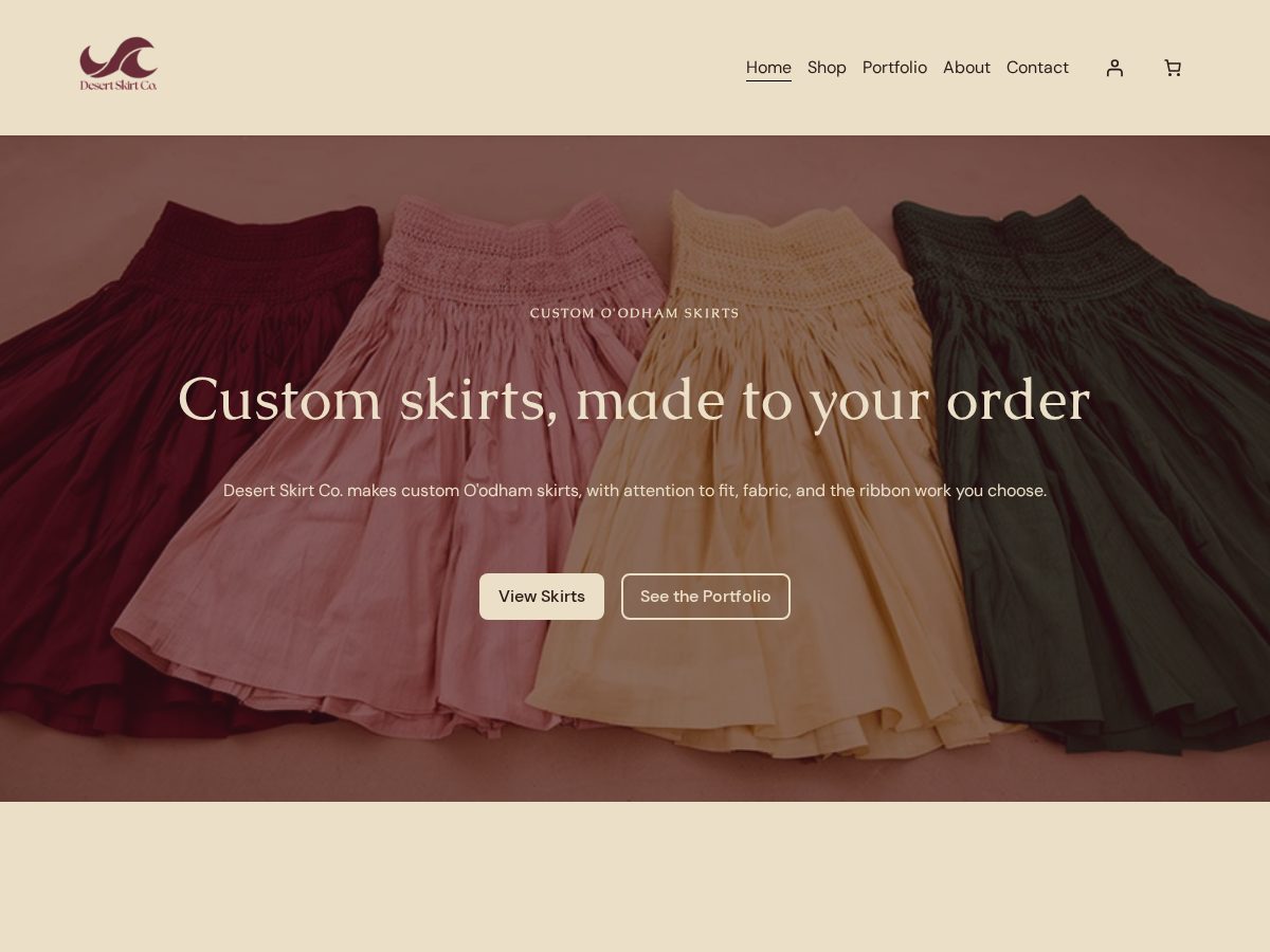 Landing-page snapshot of desertskirt.com