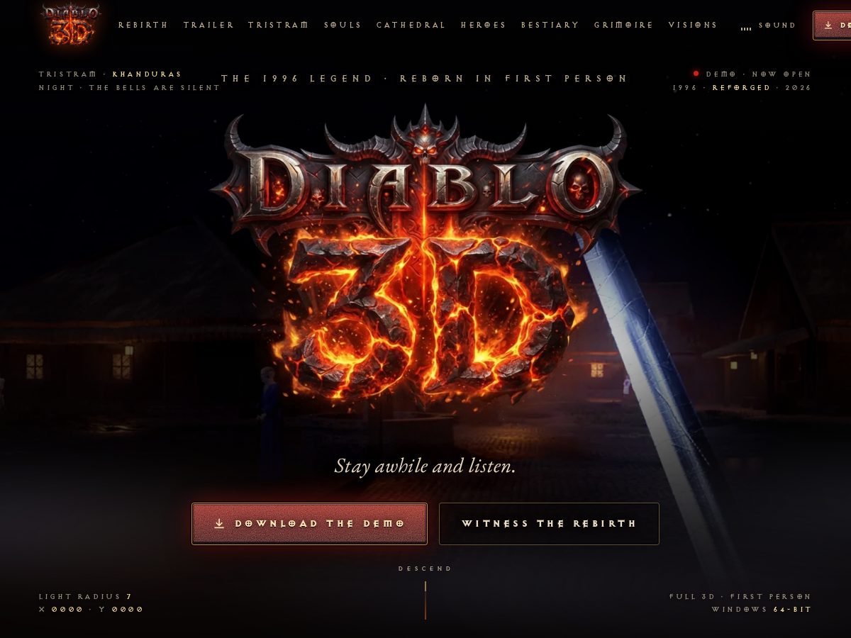 Landing-page snapshot of diablo3d.com