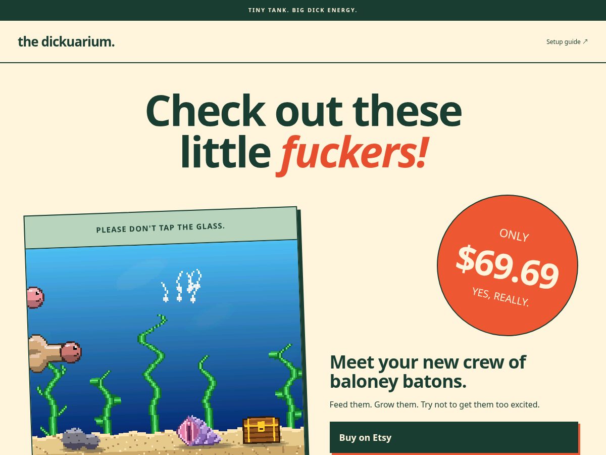 Landing-page snapshot of dickuarium.com