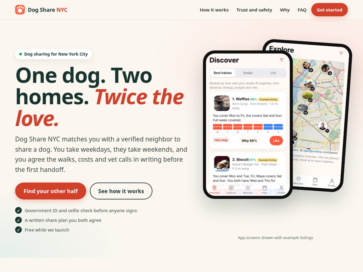 Landing-page snapshot of dogsharenyc.com