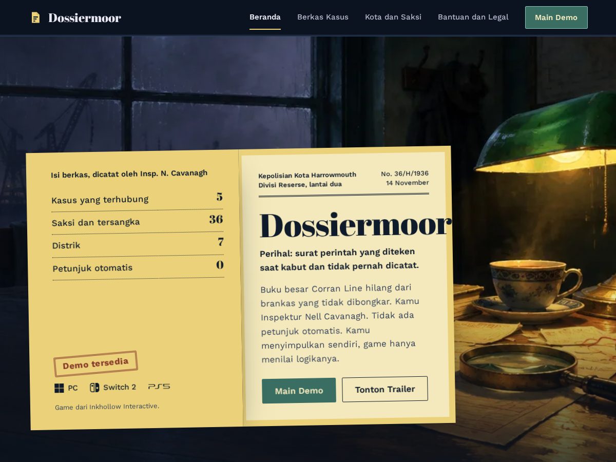 Landing-page snapshot of dossiermoor.com