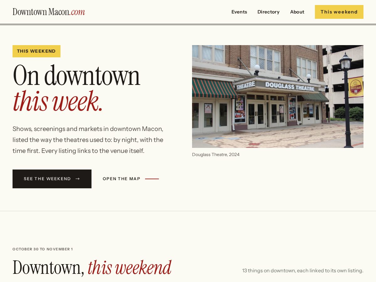 Landing-page snapshot of downtownmacon.com