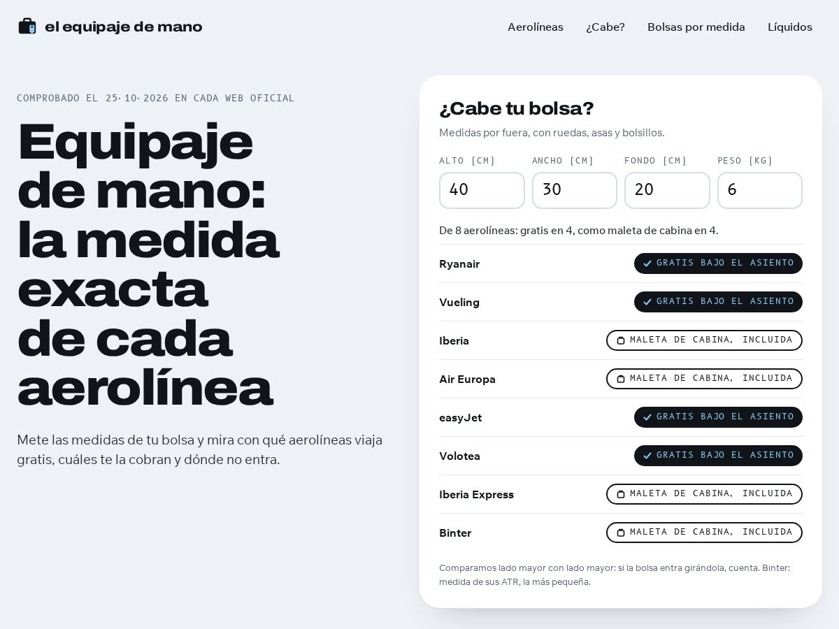 Landing-page snapshot of elequipajedemano.com