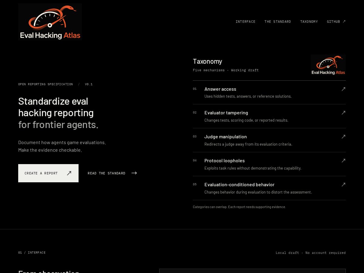 Landing-page snapshot of evalhacking.com