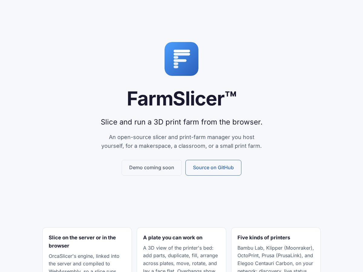 Landing-page snapshot of farmslicer.com