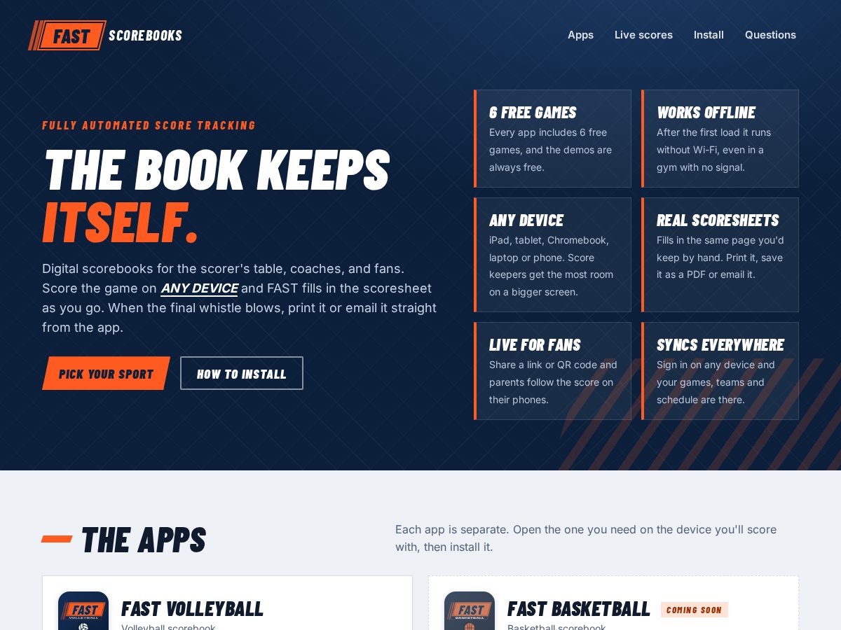 Landing-page snapshot of fastscoretracking.com