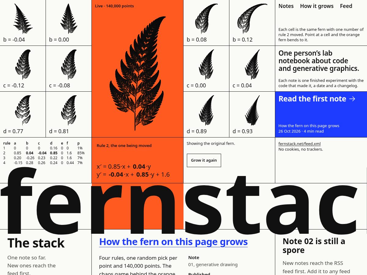 Landing-page snapshot of fernstack.net