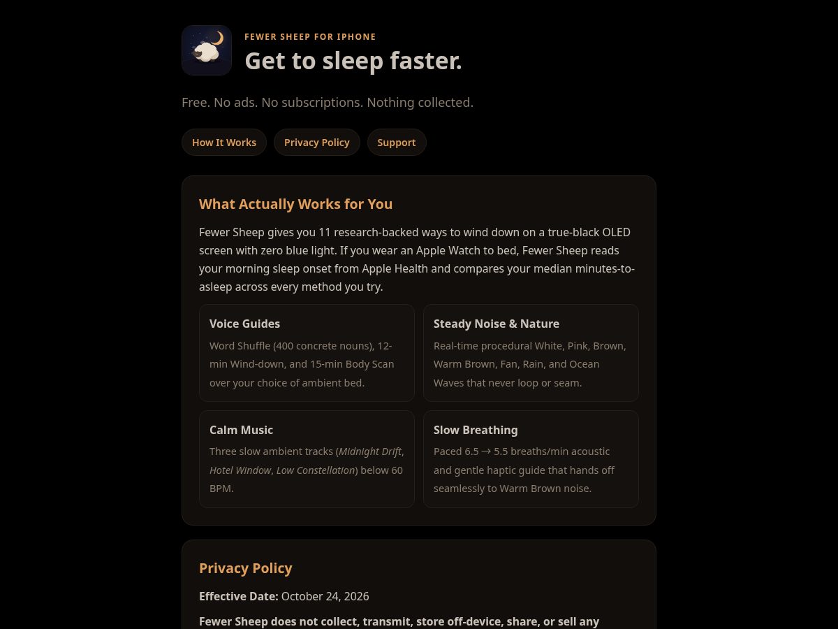 Landing-page snapshot of fewersheep.com