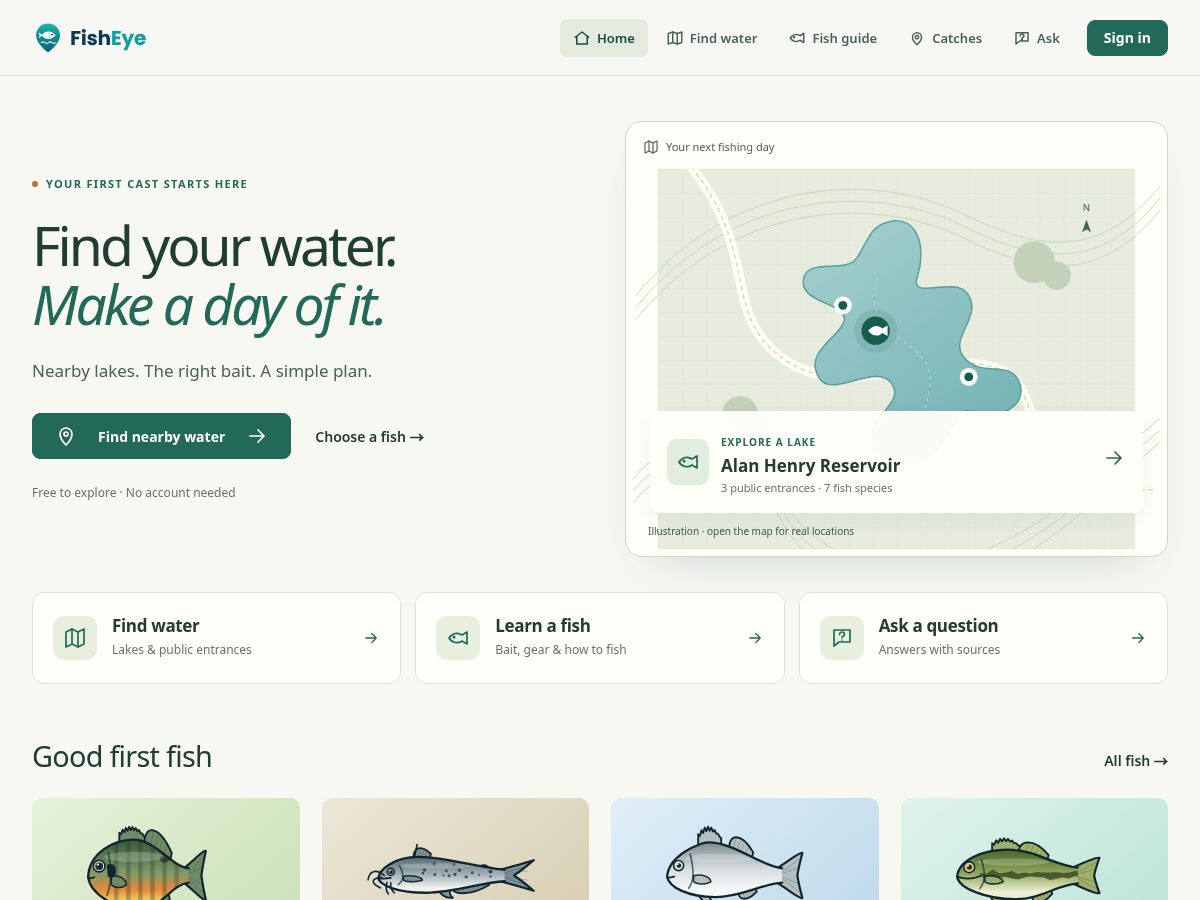Landing-page snapshot of fisheyefishing.com