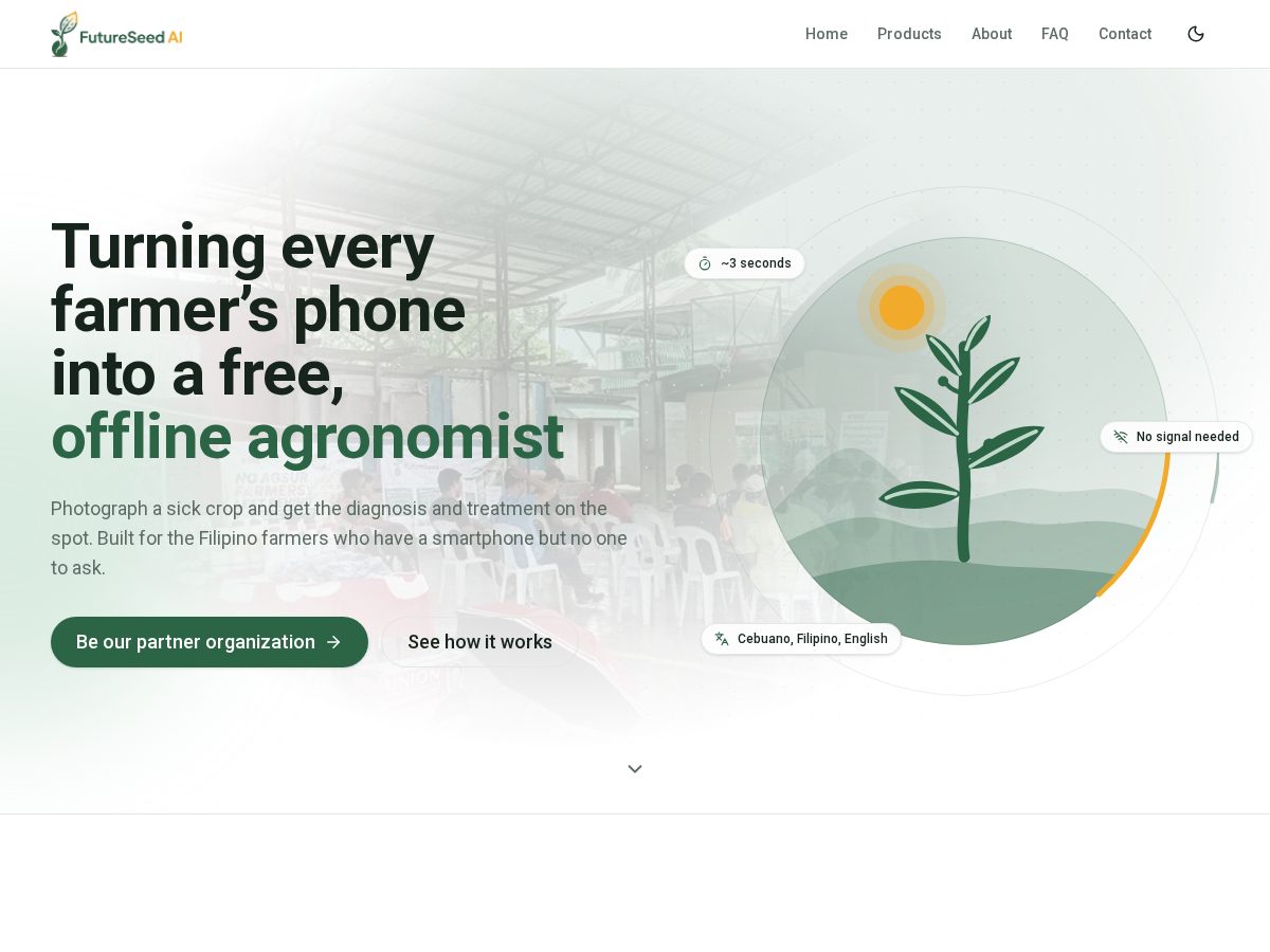Landing-page snapshot of futureseedai.com