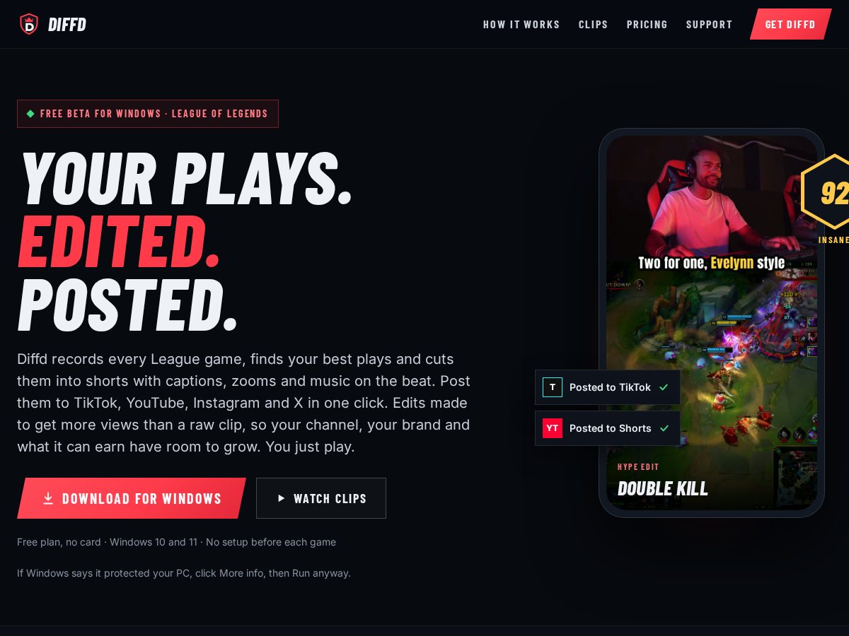 Landing-page snapshot of getdiffd.com