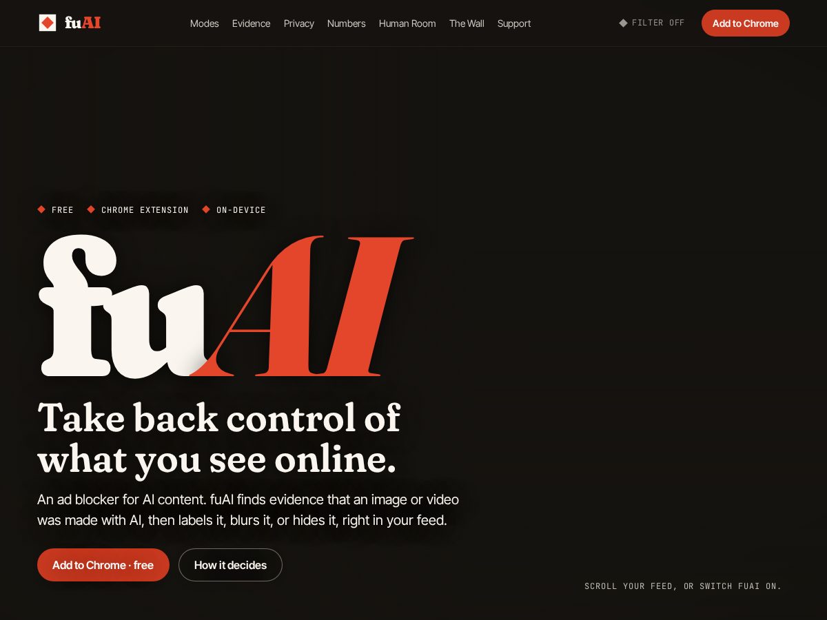 Landing-page snapshot of getfuai.com