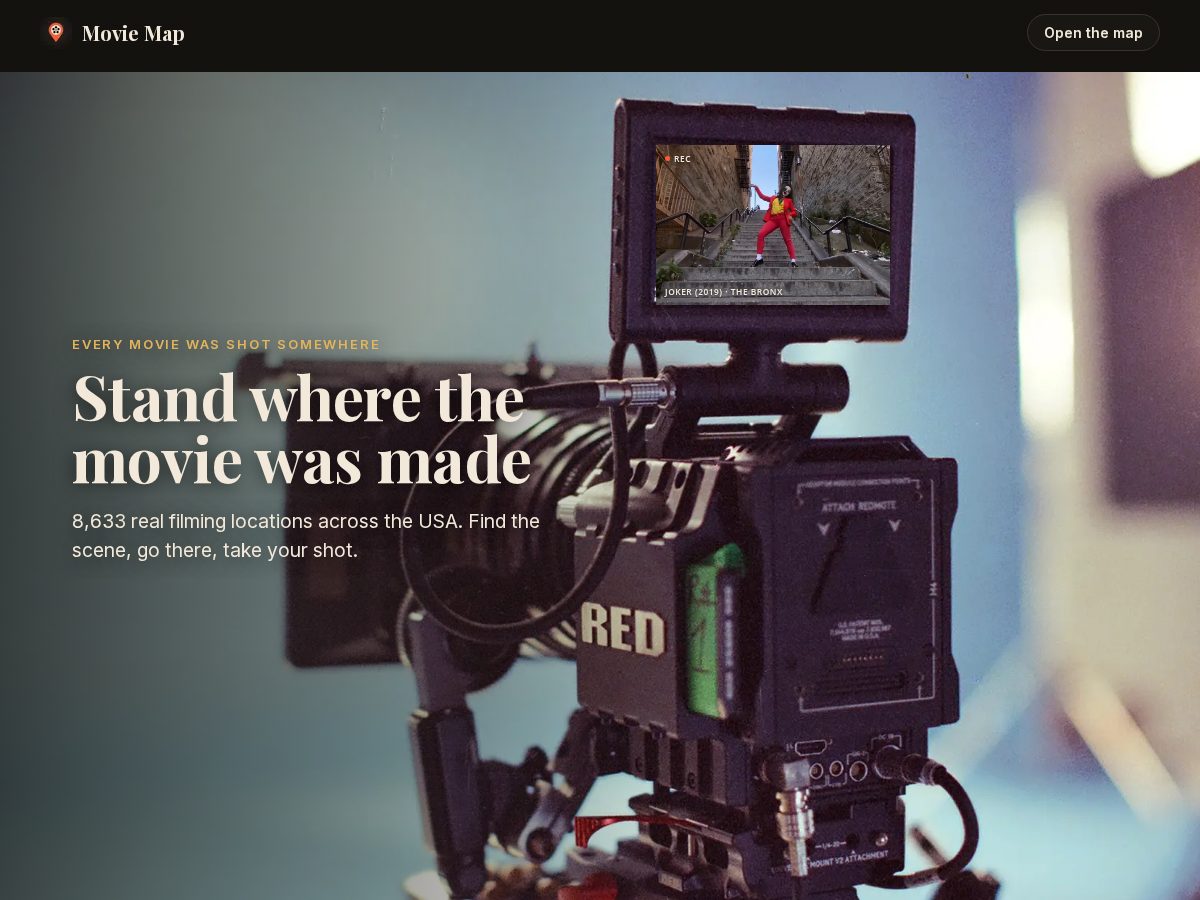 Landing-page snapshot of getmoviemap.com