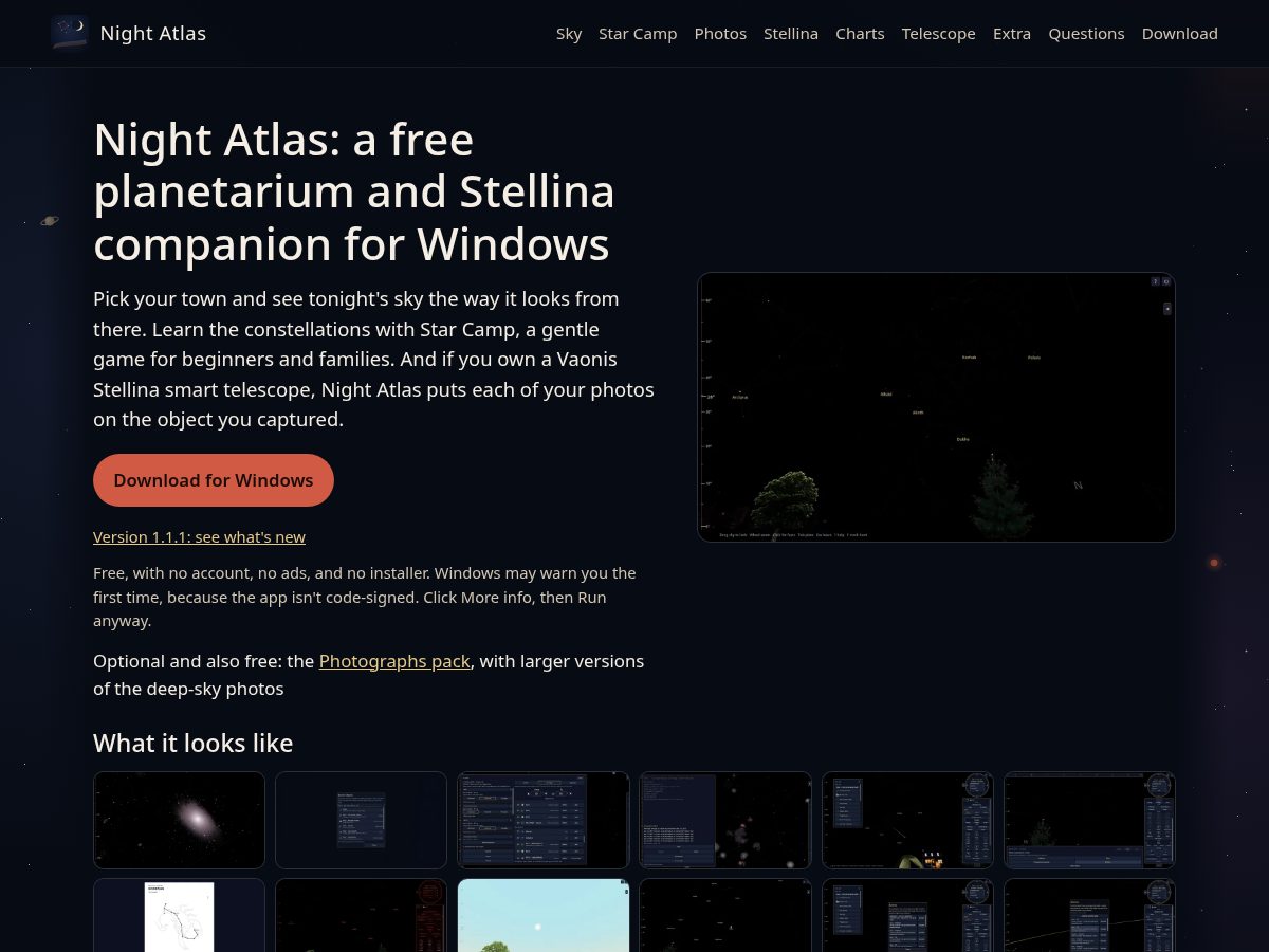 Landing-page snapshot of getnightatlas.com