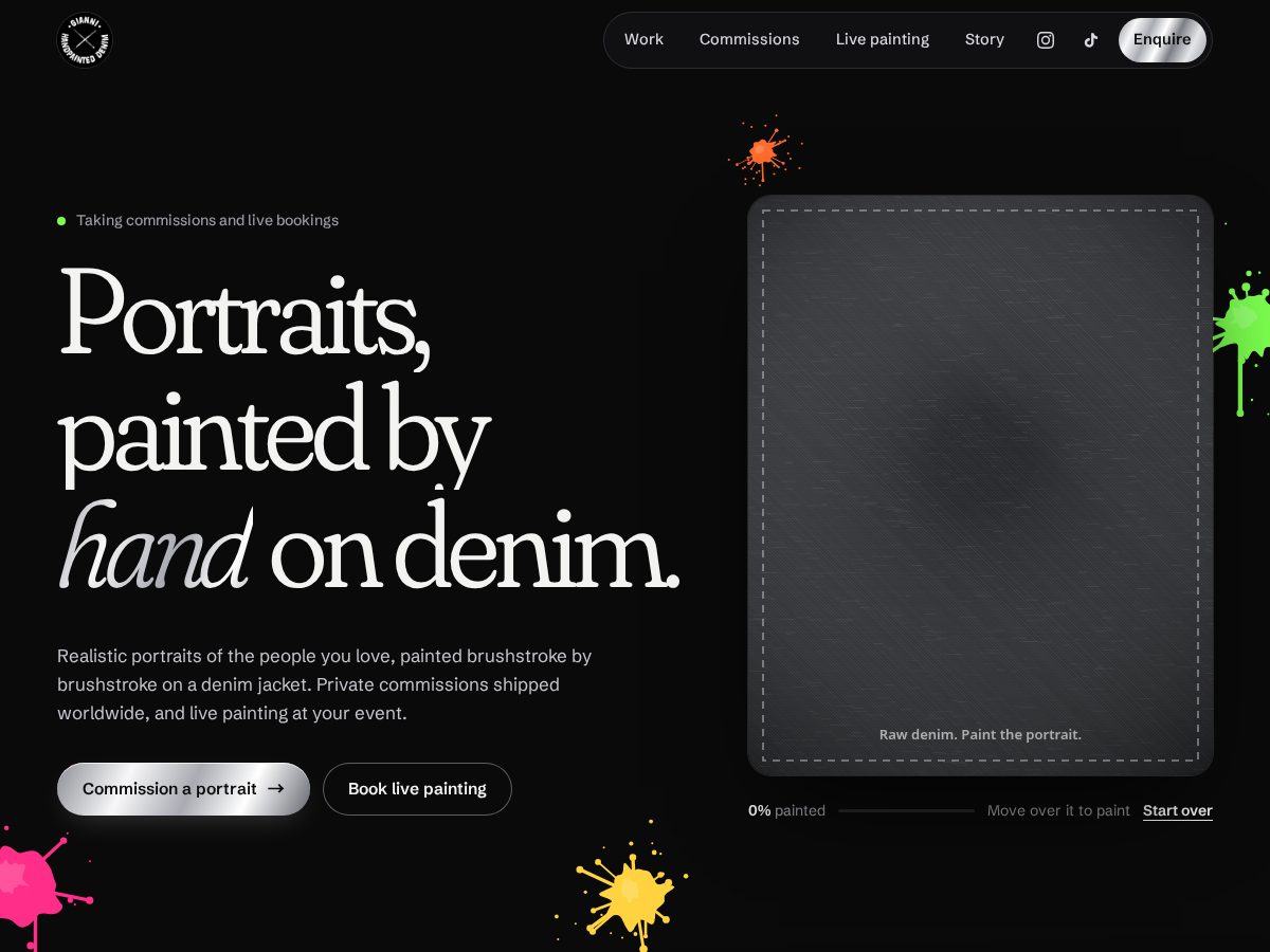 Landing-page snapshot of giannidenim.com