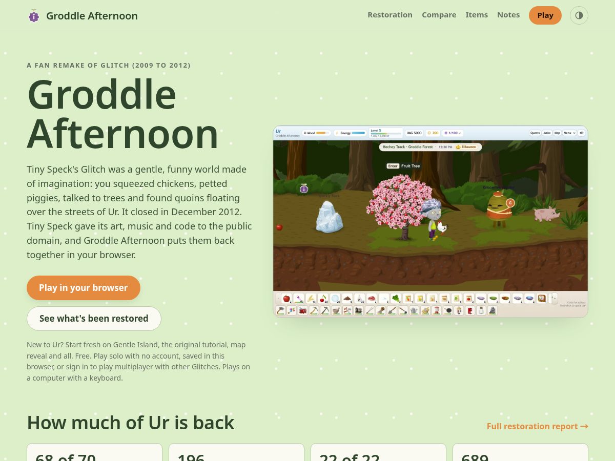 Landing-page snapshot of groddleafternoon.com