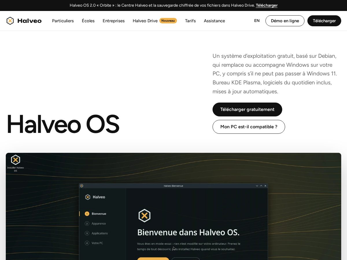Landing-page snapshot of halveos.com