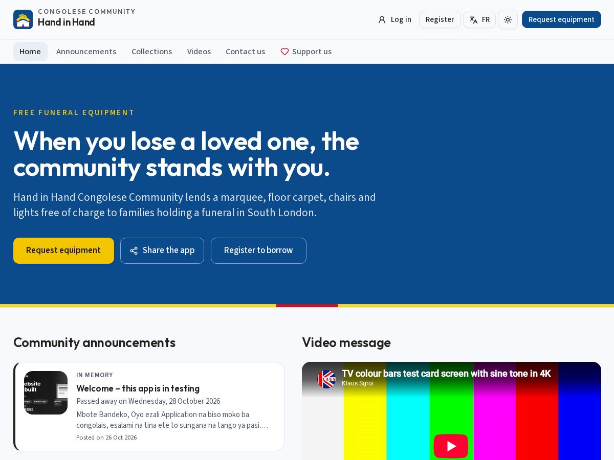Landing-page snapshot of handinhandcongolese.org