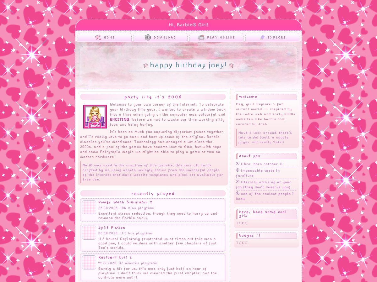 Landing-page snapshot of happybirthdayjoey.com