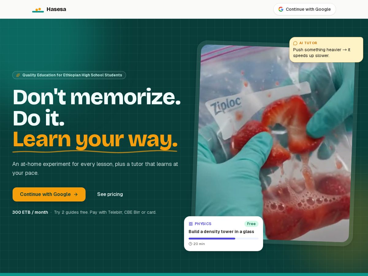 Landing-page snapshot of hasesa.com