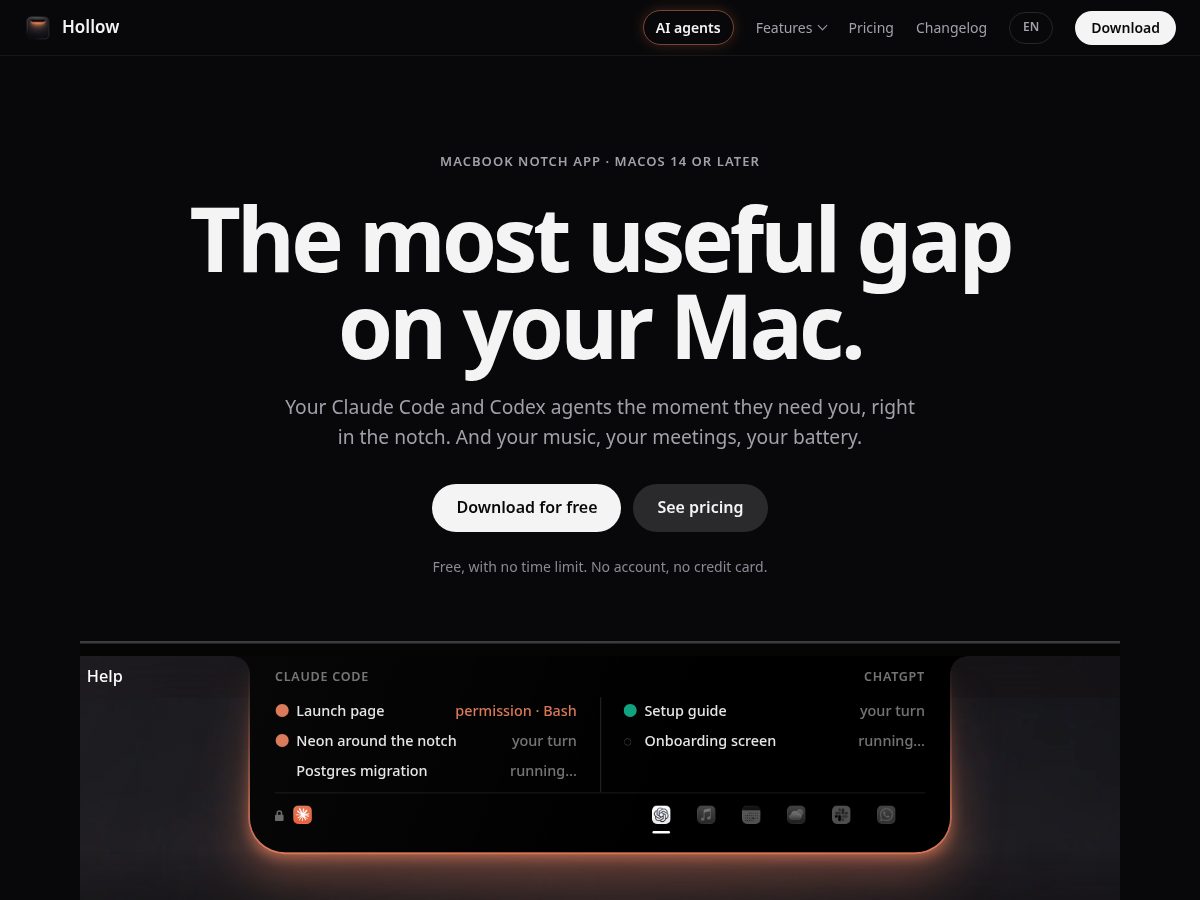 Landing-page snapshot of hollowmac.com