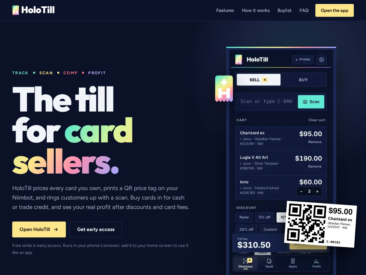 Landing-page snapshot of holotill.com