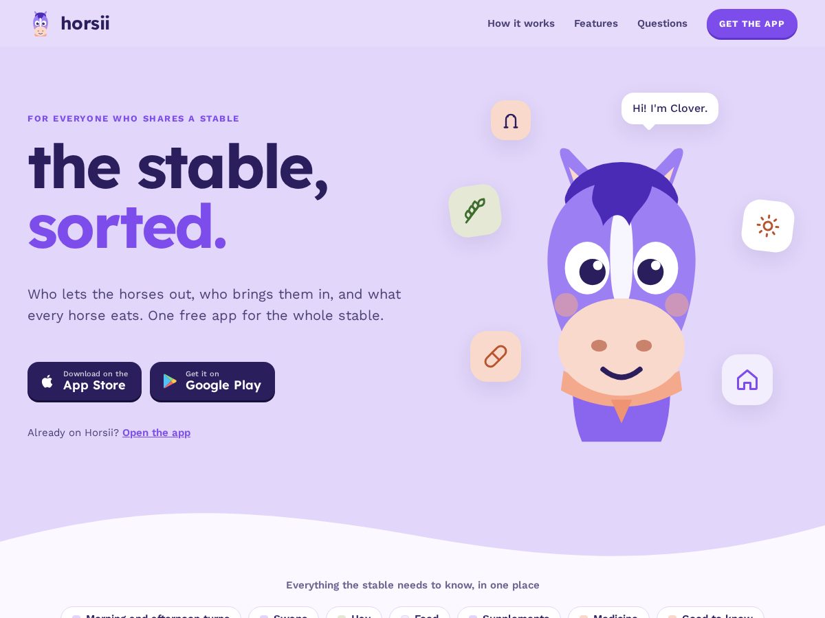 Landing-page snapshot of horsiiapp.com