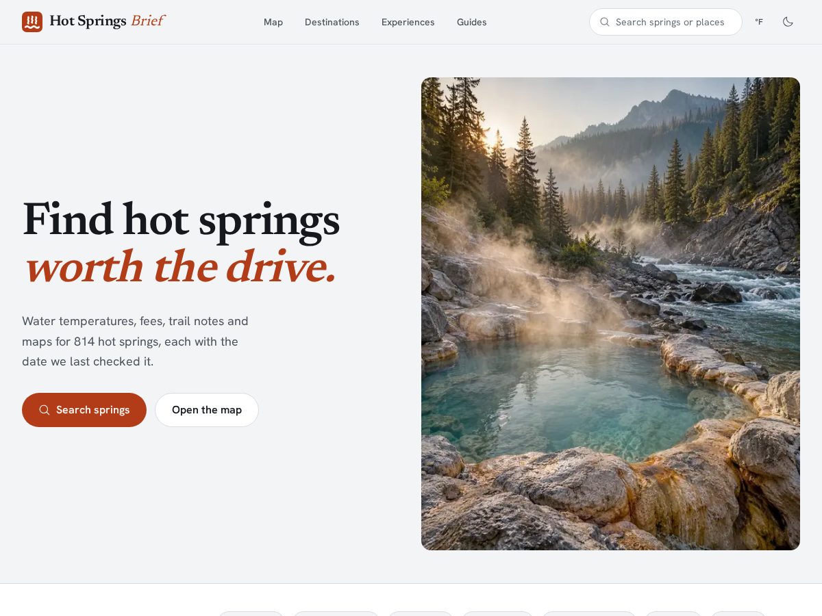 Landing-page snapshot of hotspringsbrief.com