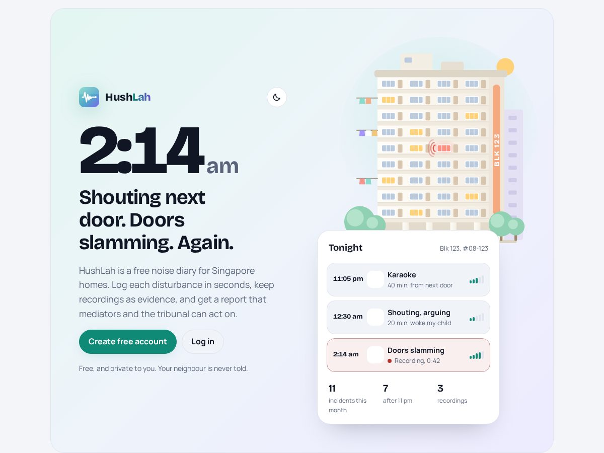 Landing-page snapshot of hushlah.com