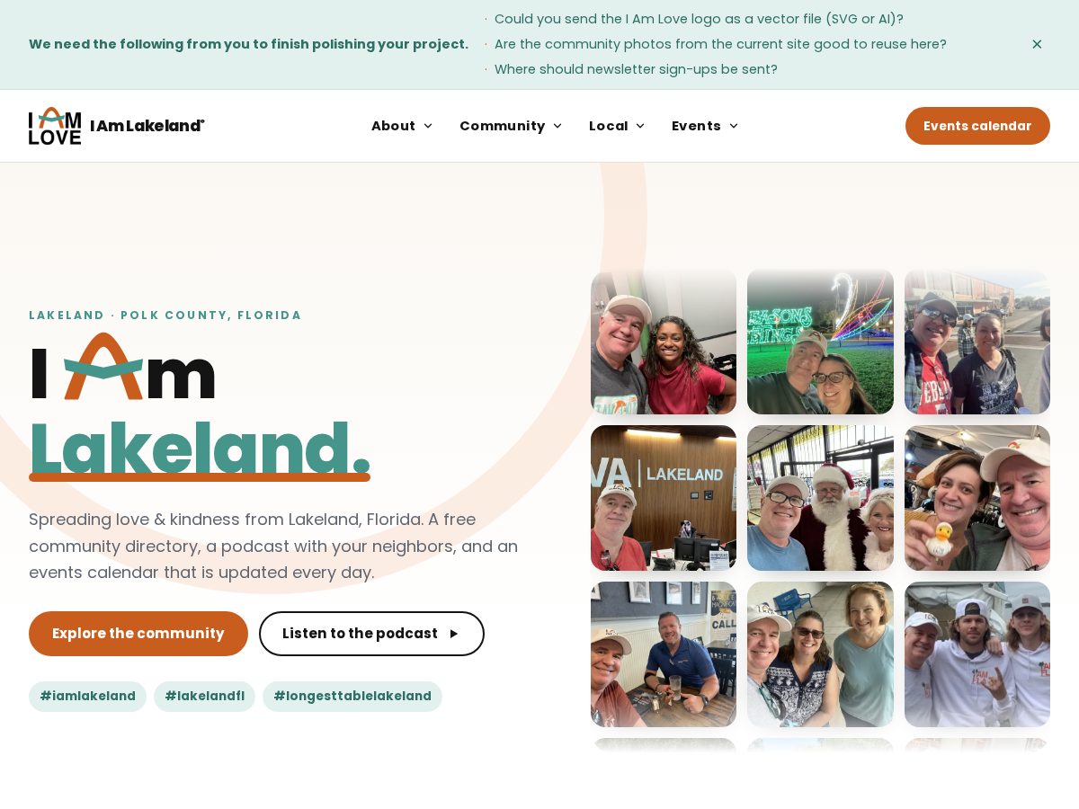 Landing-page snapshot of iamlakeland.net