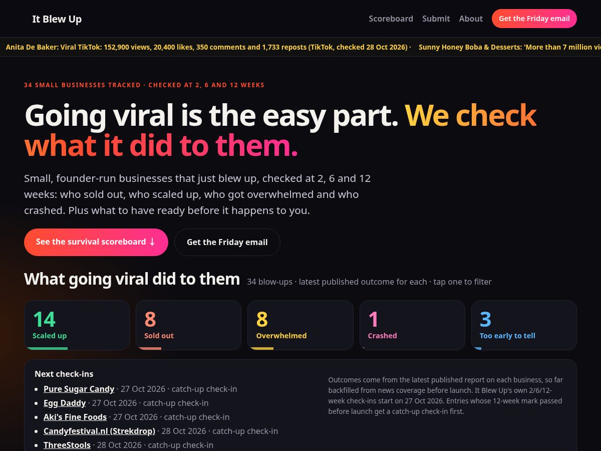 Landing-page snapshot of itblewup.com