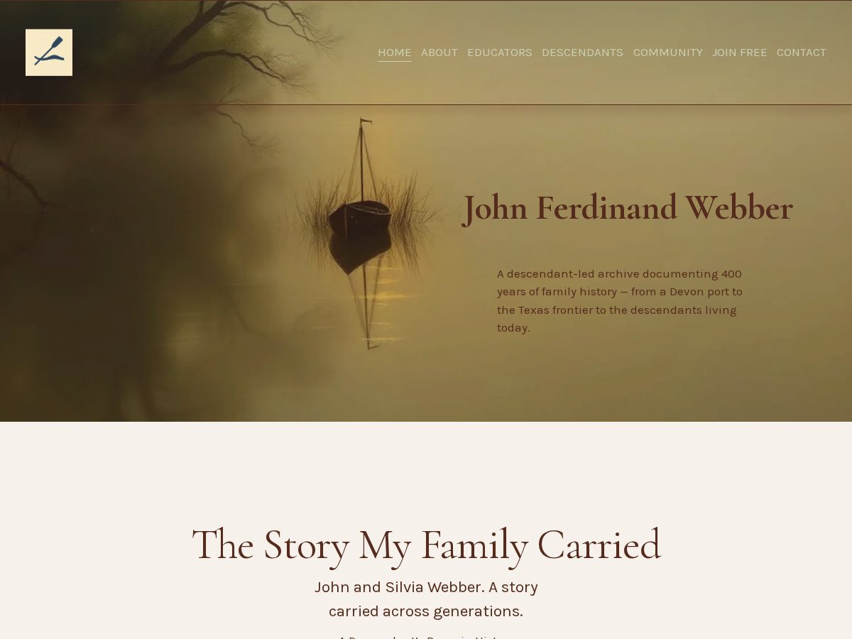 Landing-page snapshot of johnferdinandwebber.org