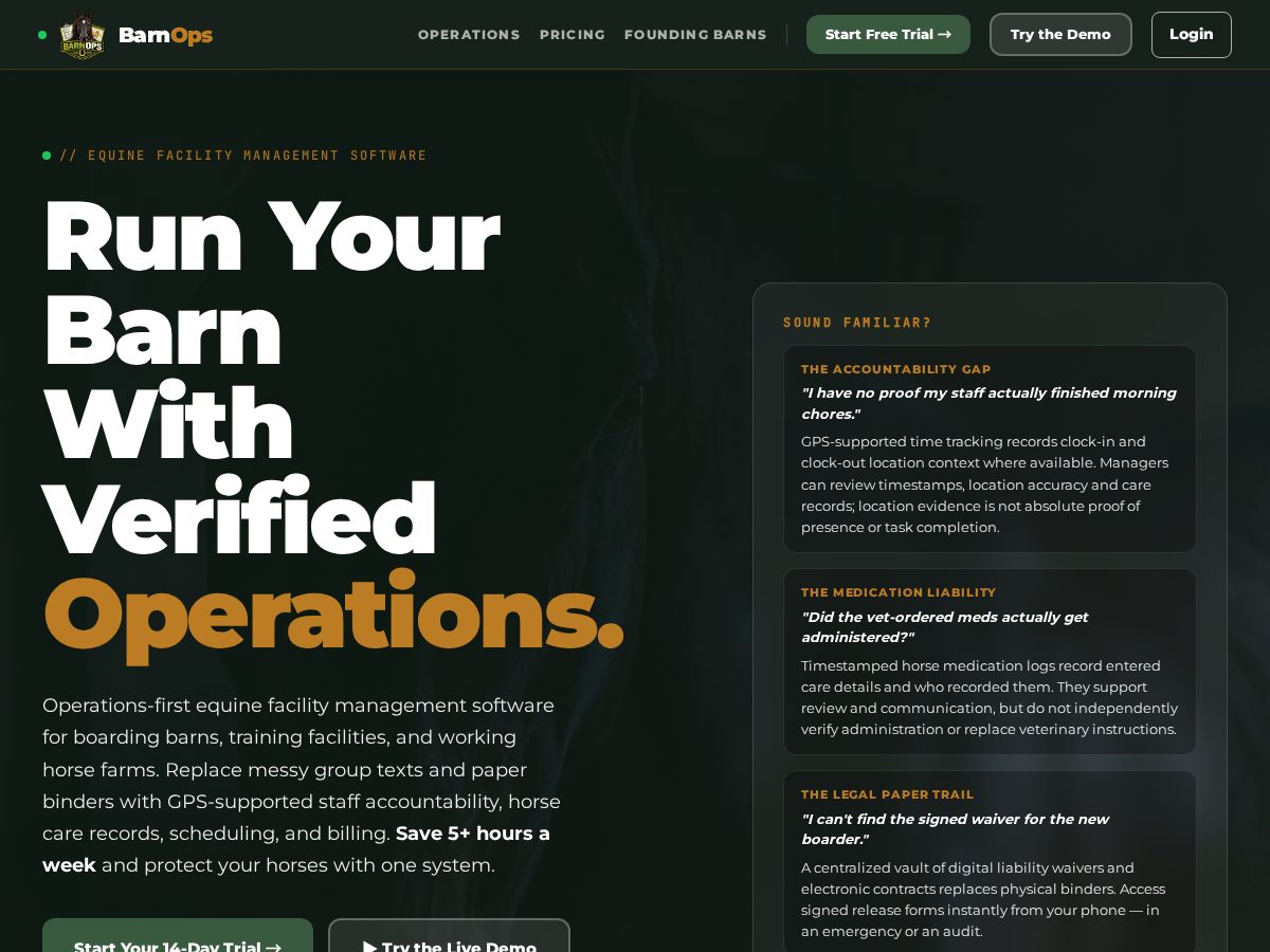 Landing-page snapshot of joinbarnops.com