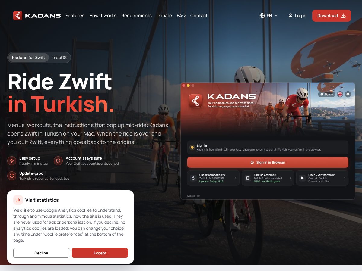Landing-page snapshot of kadansapp.com