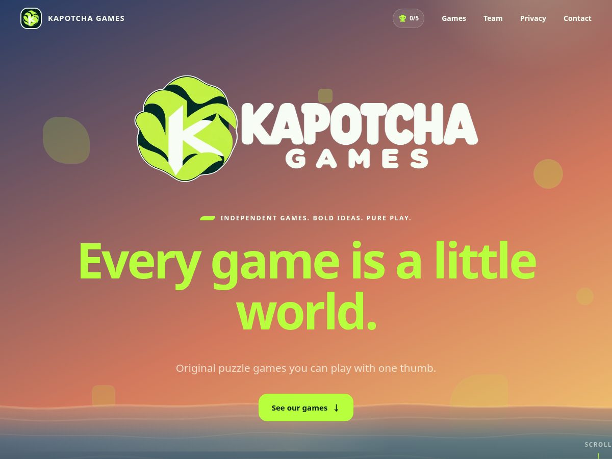Landing-page snapshot of kapotchagames.com