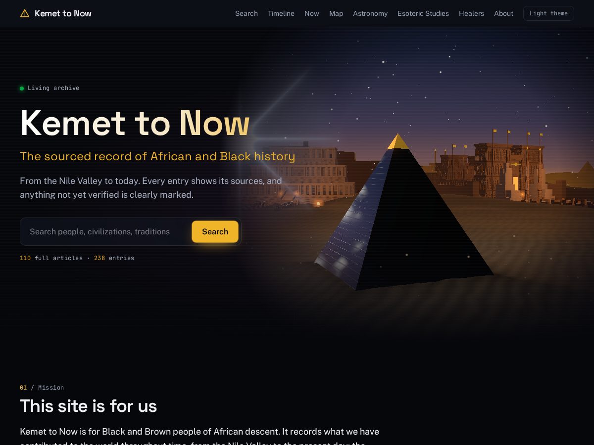 Landing-page snapshot of kemettonow.com