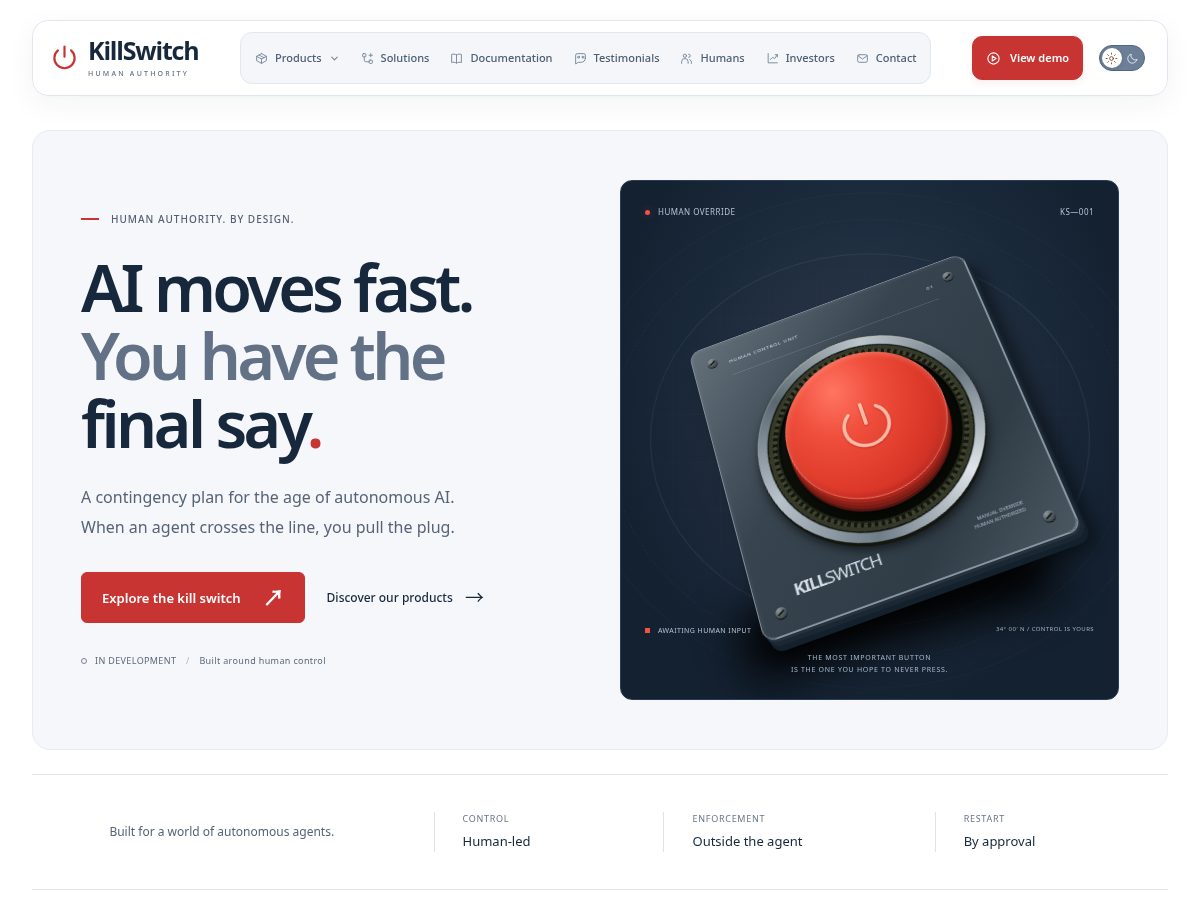 Landing-page snapshot of killswitchsecurity.com
