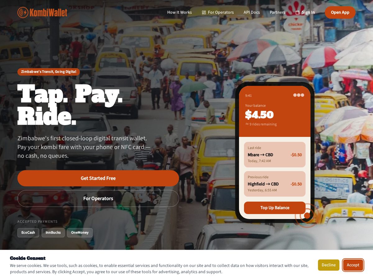 Landing-page snapshot of kombiwallet.com