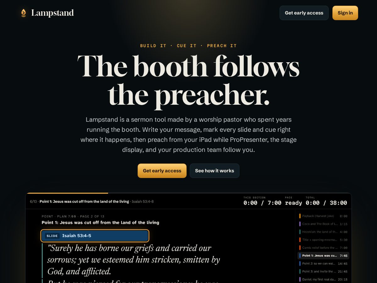Landing-page snapshot of lampstandapp.com