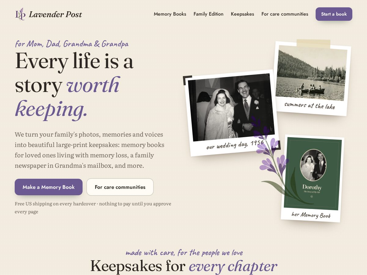 Landing-page snapshot of lavenderpost.com
