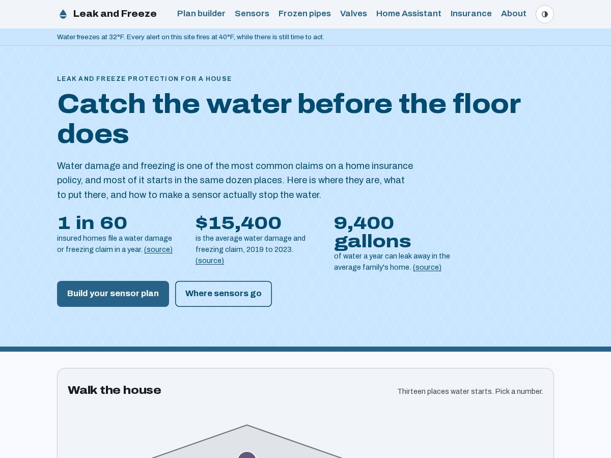 Landing-page snapshot of leakandfreeze.com