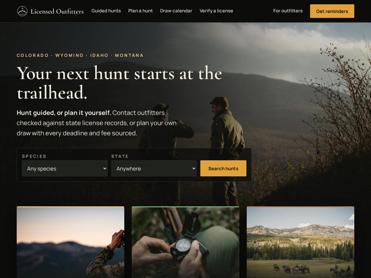 Landing-page snapshot of licensedoutfitter.com