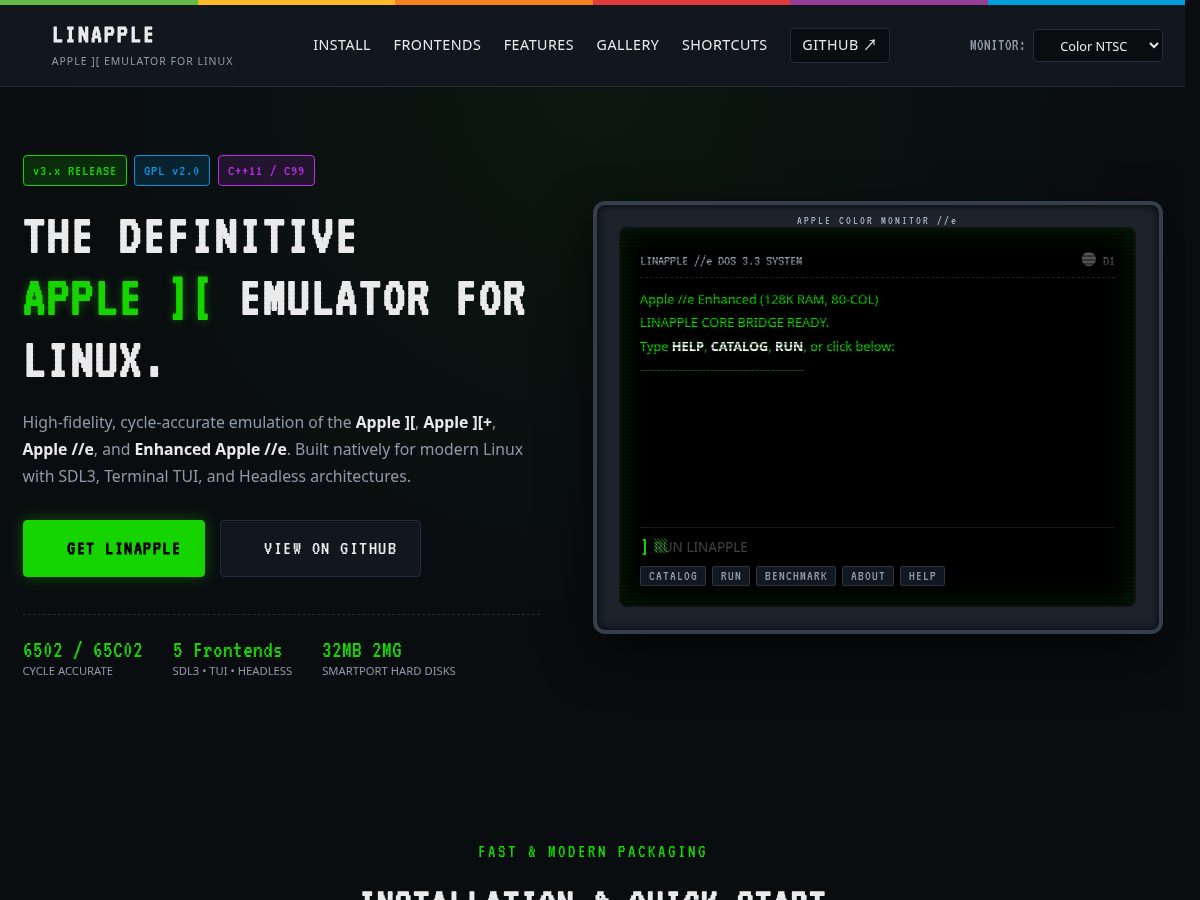 Landing-page snapshot of linapple.org