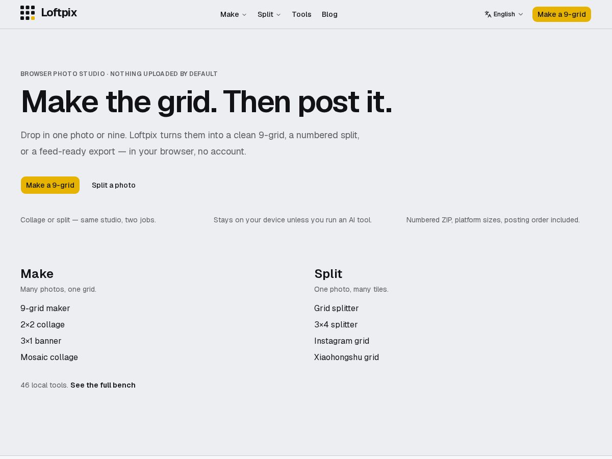 Landing-page snapshot of loftpix.com