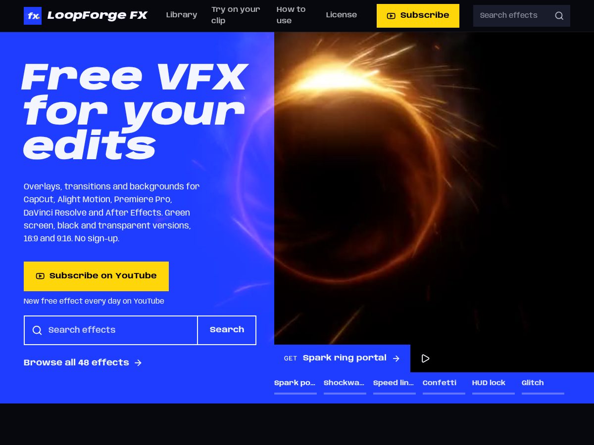 Landing-page snapshot of loopforgefx.com