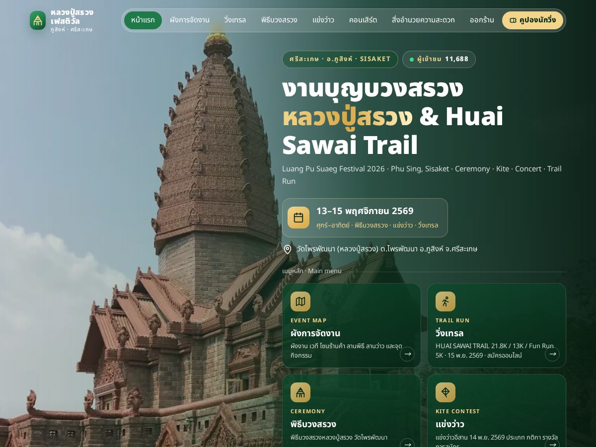 Landing-page snapshot of luangpusuaeg-festival.com