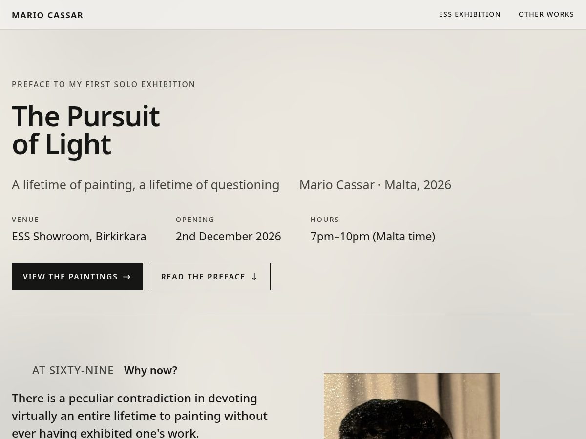 Landing-page snapshot of mariocassar.com