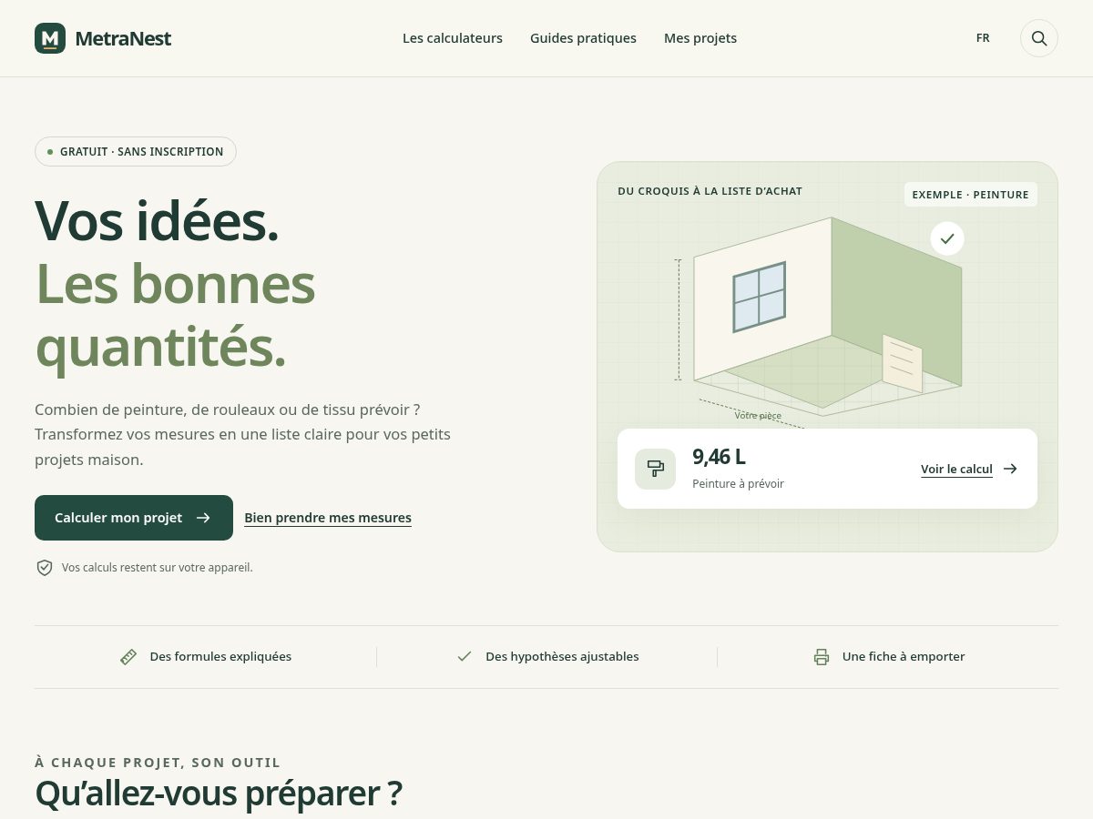 Landing-page snapshot of metranest.com
